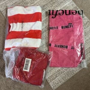 3 totes - Lancome, Benefit & Victoria’s Secret heart bags NWT All for 1 price